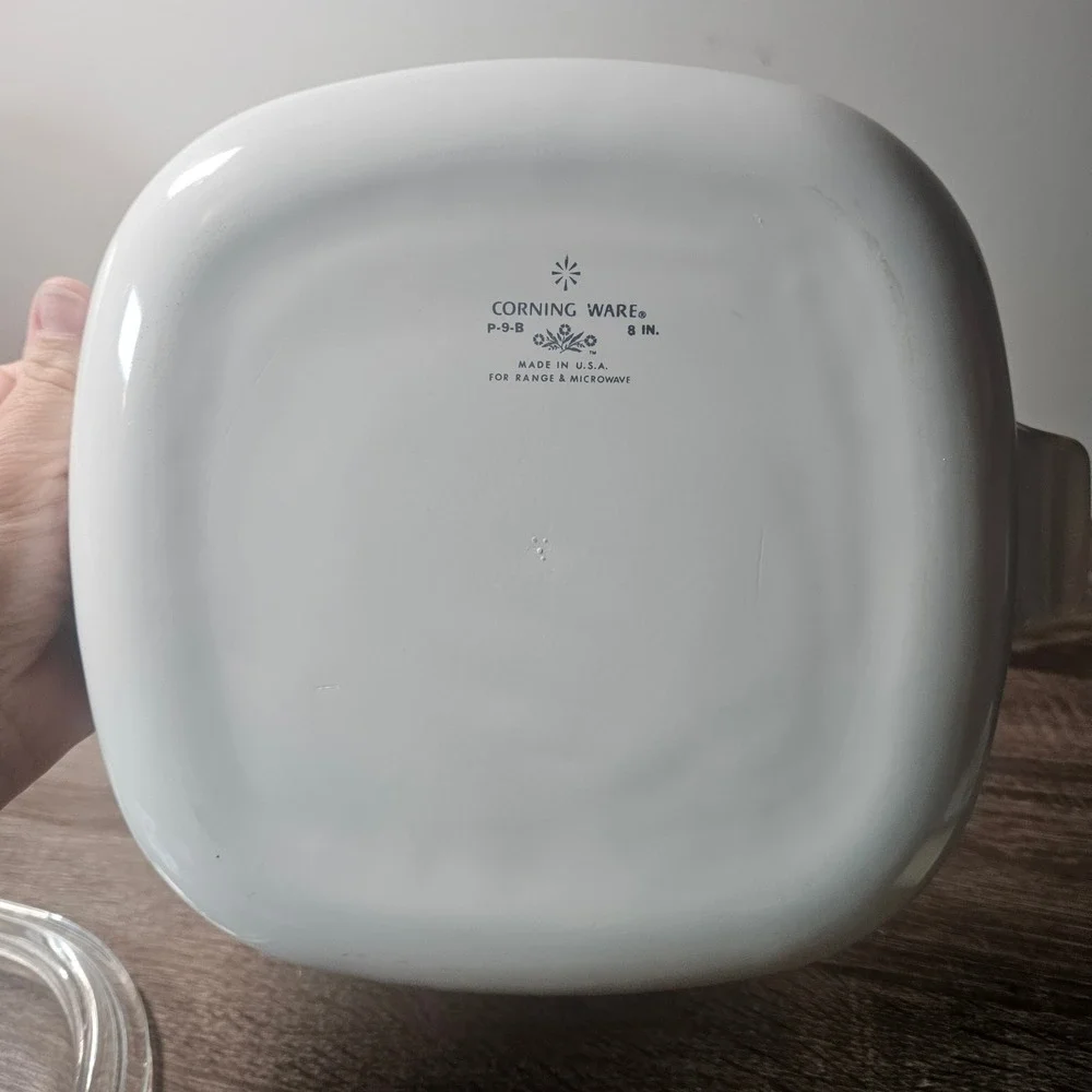 Vintage Corning Ware Cornflower Blue P-9-B 8 Inch Square Casserole Dish with Lid